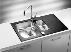 Подвійна  кухонна мийка GLASSIX 20 Alveus 86x50x18 Чорний