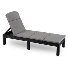 Шезлонг MEBEL ELITE LUIZJANA Черный техноротанг с подушкой реальная фотография