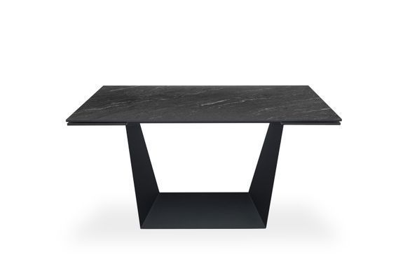 Стол Обеденный EDMUND CERAMIC Dark Jade Matt Bjorn 140(200)х85 Черный Эффект Мрамора реальная фотография