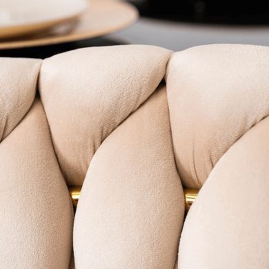 Стілець оксамитовий MEBEL ELITE CAPI Velvet Кремовий / Золотий жива фотографія