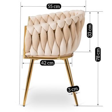Стілець оксамитовий MEBEL ELITE CAPI Velvet Кремовий / Золотий жива фотографія
