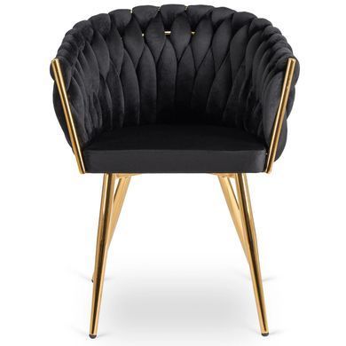 Стілець оксамитовий MEBEL ELITE CAPI Velvet Чорний / Золотий жива фотографія