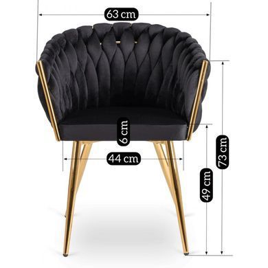 Стілець оксамитовий MEBEL ELITE CAPI Velvet Чорний / Золотий жива фотографія