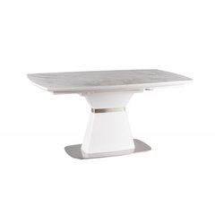 Стол Обеденный SATURN II CERAMIC Signal 160(210)X90 Белый Эффект Мрамора реальная фотография